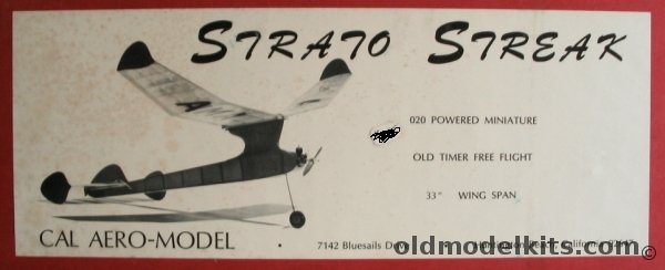 Cal Aero-Model Strato Streak (Reproduction) - 33 inch Wingspan For R/C or Free Flight plastic model kit